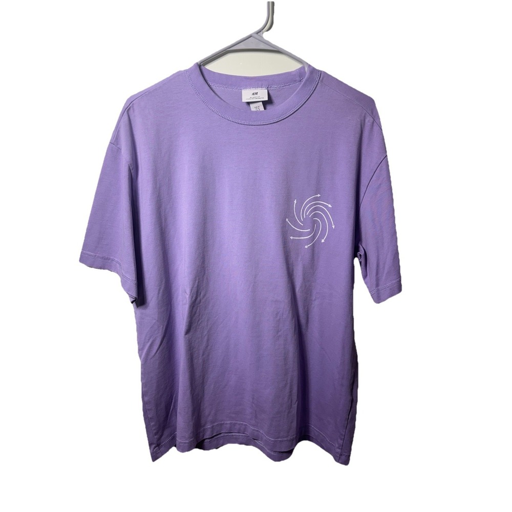 H&M Relaxed Fit Graphic Tee Purple Swirl Size M Used Streetwear Cotton